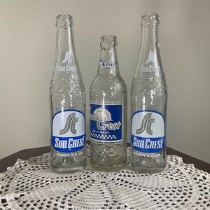 Vintage Sun Crest Lot of 3 Bottles 10 FL. OZ. Empty Bottles